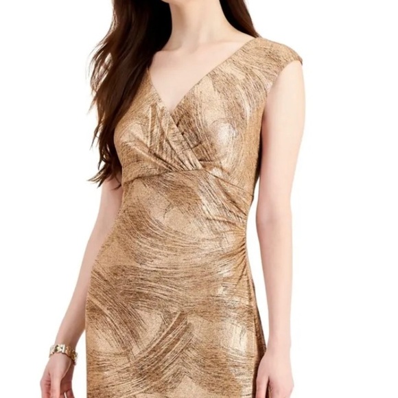 Women’s Formal Dress Size 12 CONNECTED Gold Side Slit Lined Maxi Sheath Gown NEW - Picture 6 of 9